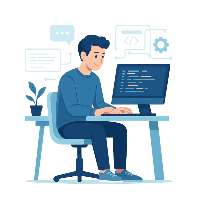 Ilustracja Informatyk w pracy